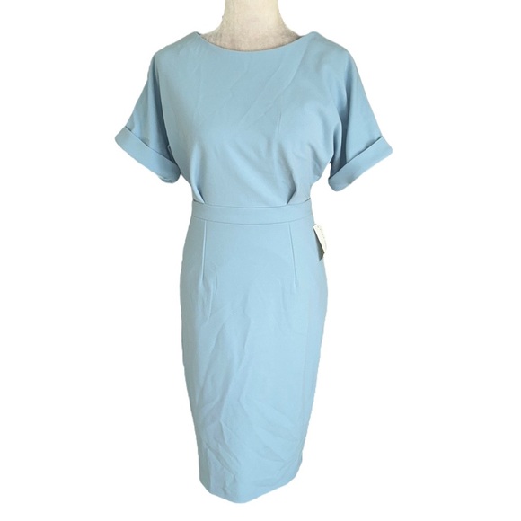 NWT Alexia Admor Jacqueline Light Blue Crepe Midi Dress in Halogen Blue - S - Picture 5 of 16